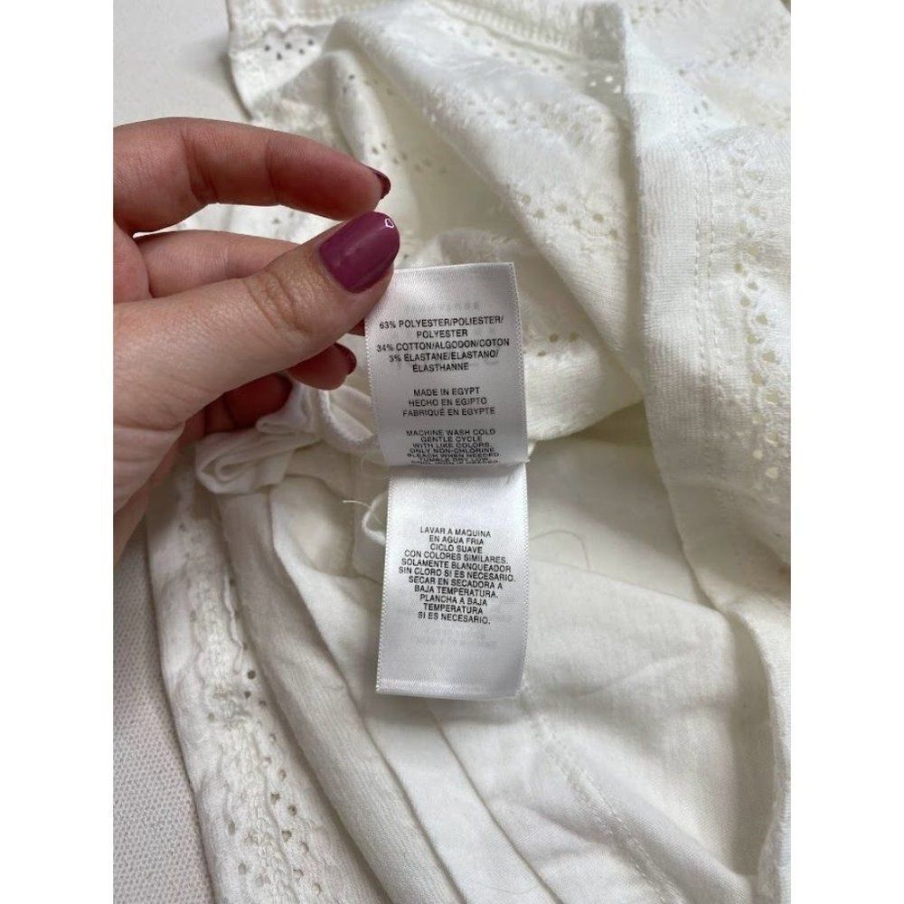 Jones New York White Round Split‎ Neck with Tie Top Sz Small - Picture 10 of 10